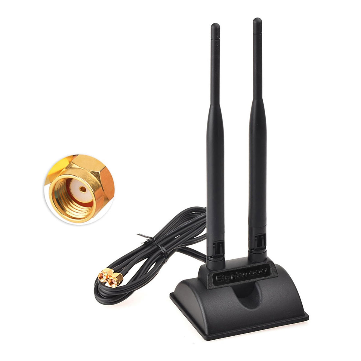 Eightwood WiFi Antenna with RP-SMA Male Connector, 2.4GHz 5GHz Dual Band Antenna Magnetic Base for PC Desktop Computer PCIe Bluetooth Card WiFi Router
