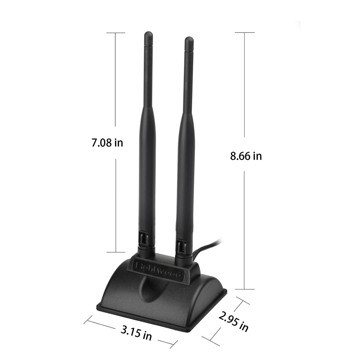 Eightwood Dual Band WiFi Antenna with 2-Pack M.2 NGFF to RP-SMA Cable 9.8in | for Desktop PC M.2 NGFF Card Wireless Network Adapter, 2.4GHz 5GHz, Magnetic Base