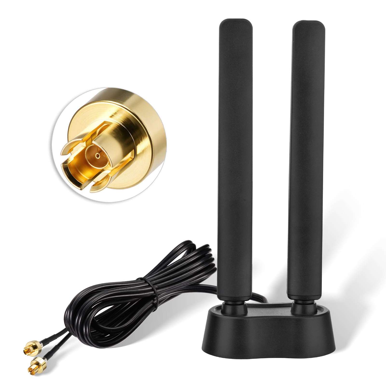 Eightwood Tri-Band WiFi 7 Motherboard Antenna with Push-On Connector | for ASUS ROG Strix / TUF Gaming / ProArt / PRIME Series WiFi 7 Motherboards, Magnetic Base, 6.5ft Extension Cable