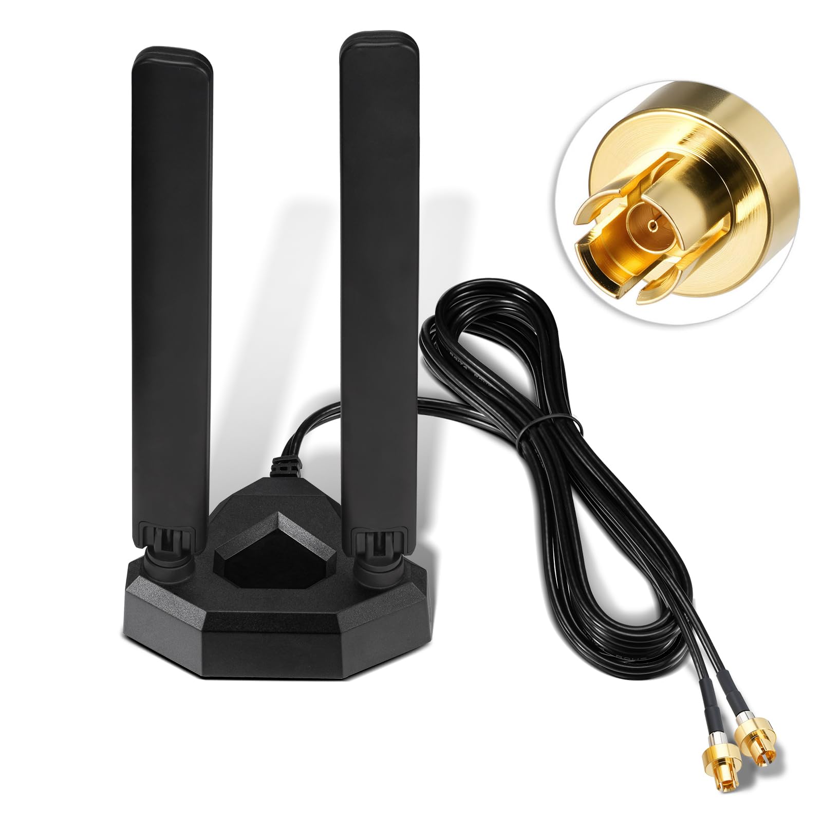Eightwood WiFi 7 Antenna for ASUS Motherboards with Push-On Connector | Magnetic Base, 6.5ft Cable, Compatible with ROG Strix / TUF Gaming / ProArt / PRIME Series WiFi 7 Motherboards