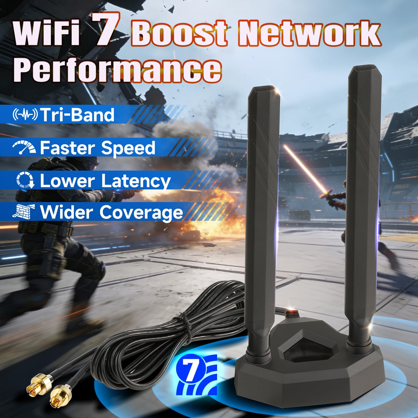 Eightwood WiFi 7 Gaming Motherboard Antenna Magnetic Base Compatible with ASUS ROG Strix X870E-E/ B850-I, TUF Gaming B850-PLUS/ X870-PLUS, ProArt X870E-CREATOR, ROG Crosshair X870E Hero