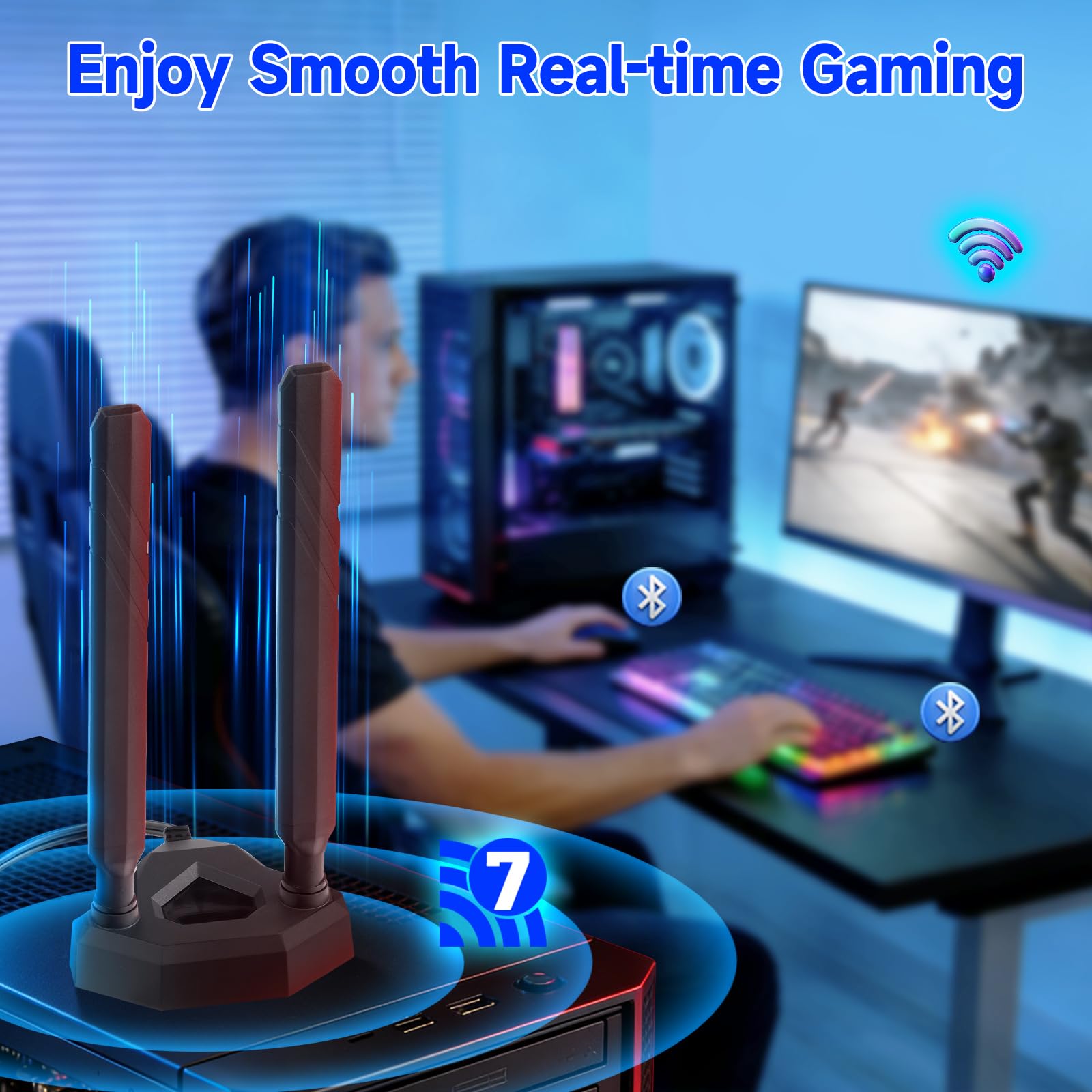 Eightwood WiFi 7 Gaming Motherboard Antenna Magnetic Base Compatible with ASUS ROG Strix X870E-E/ B850-I, TUF Gaming B850-PLUS/ X870-PLUS, ProArt X870E-CREATOR, ROG Crosshair X870E Hero