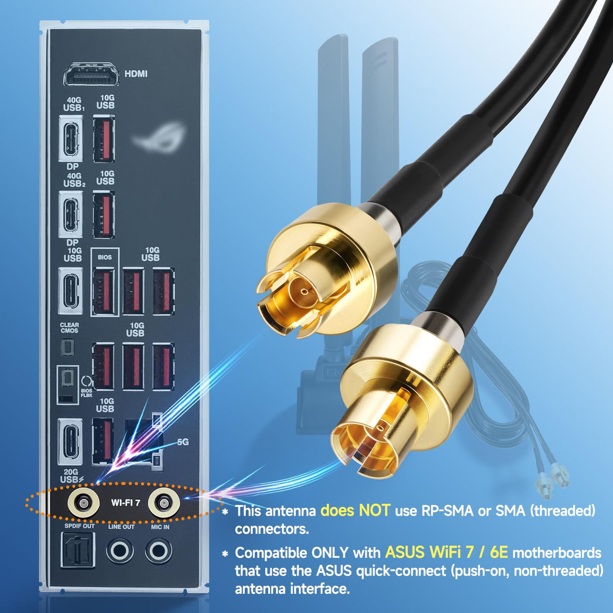 Eightwood WiFi 7 Gaming Motherboard Antenna Magnetic Base Compatible with ASUS ROG Strix X870E-E/ B850-I, TUF Gaming B850-PLUS/ X870-PLUS, ProArt X870E-CREATOR, ROG Crosshair X870E Hero