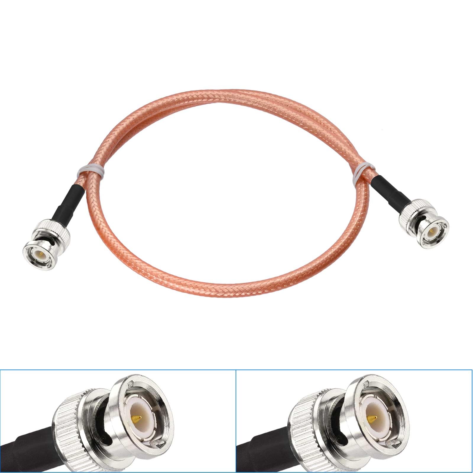 Eightwood BNC Male to BNC Male Low Loss RG400 Coaxial Cable 1.6ft | for CB Amateur VHF UHF Ham Radio, Scanner Antenna, Oscilloscope Spectrum Analyzer