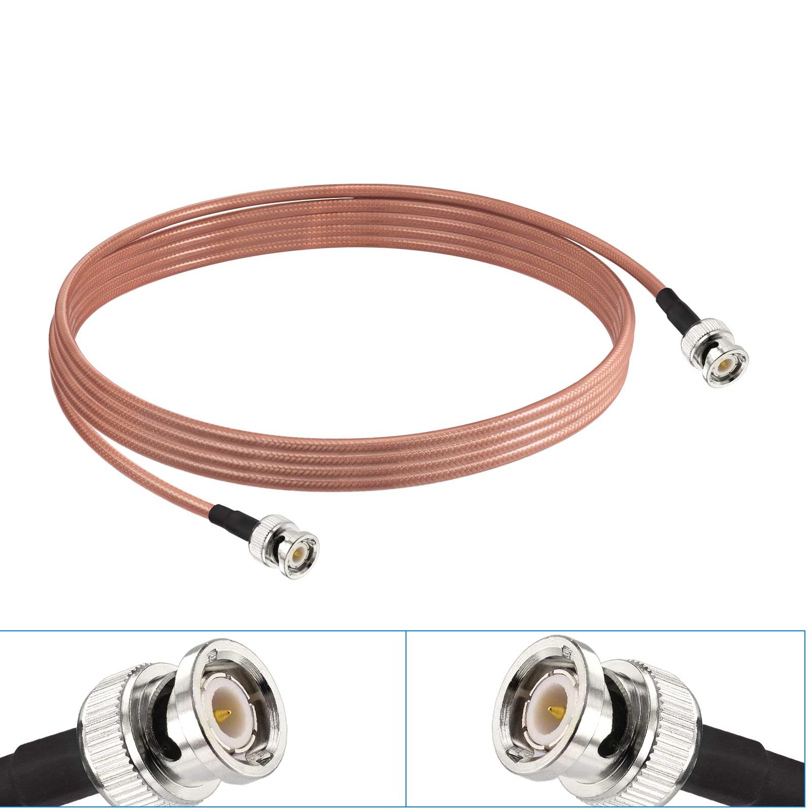 Eightwood BNC Male to BNC Male Low Loss RG400 Coaxial Cable 6.5ft | for CB Amateur VHF UHF Ham Radio, Scanner Antenna, Oscilloscope Spectrum Analyzer