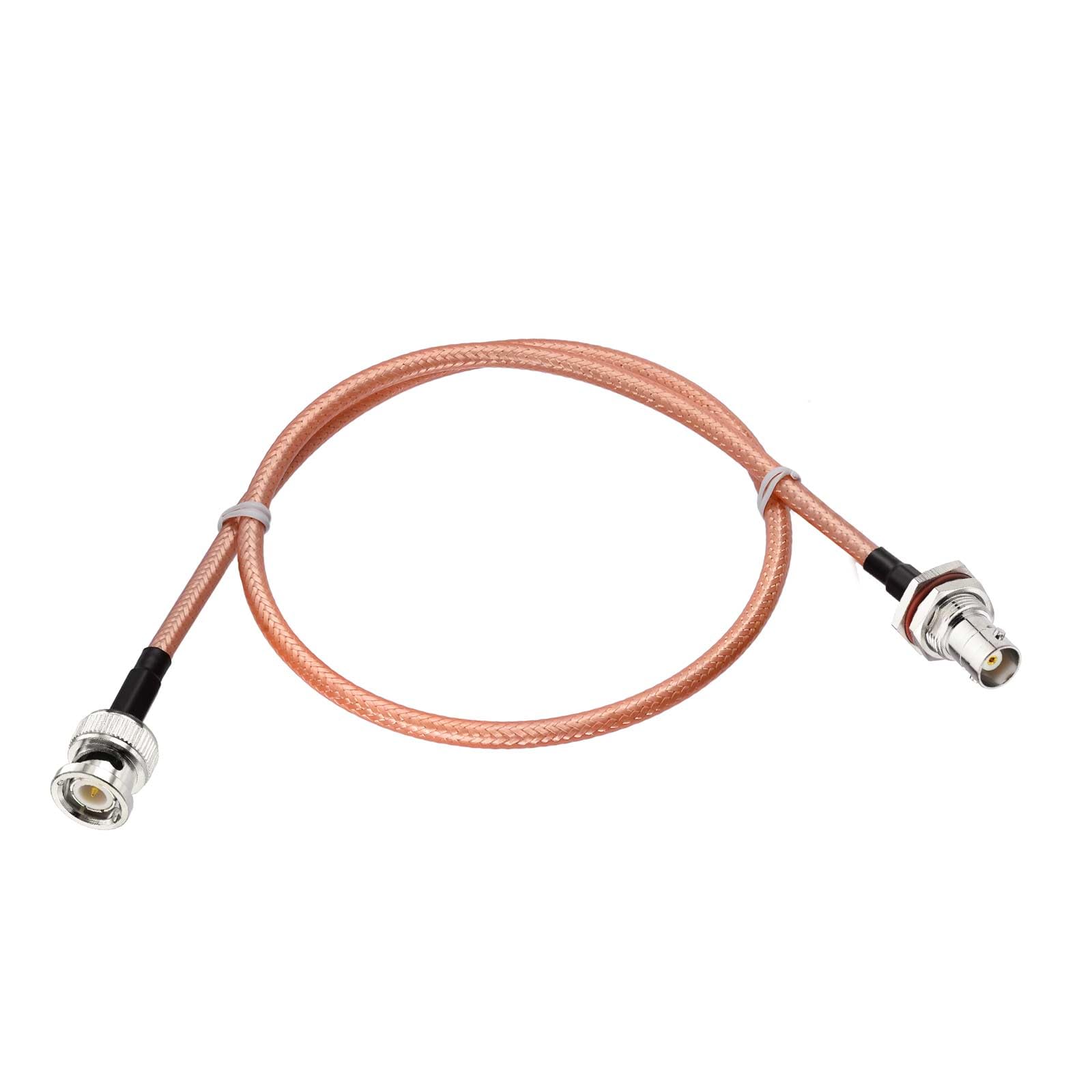 Eightwood BNC Female Bulkhead to BNC Male Low Loss RG400 Coax Cable 2ft | for CB VHF UHF Ham Radio, Scanner Antenna, Oscilloscope, Wireless Microphone System