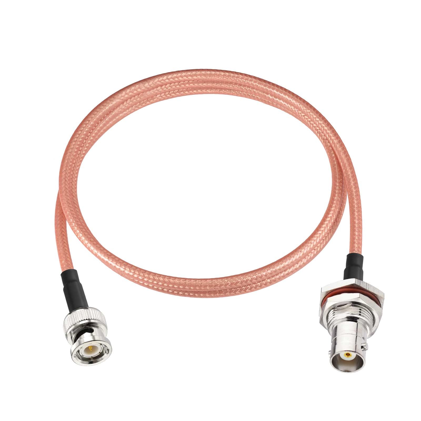 Eightwood BNC Female Bulkhead to BNC Male Low Loss RG400 Coax Cable 3ft | for CB VHF UHF Ham Radio, Scanner Antenna, Oscilloscope, Wireless Microphone System