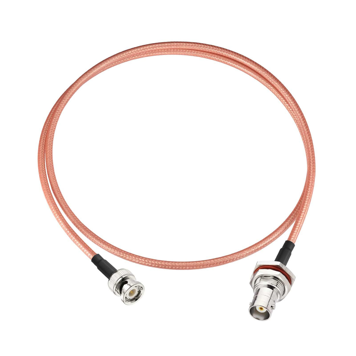 Eightwood BNC Female Bulkhead to BNC Male Low Loss RG400 Coax Cable 3ft | for CB VHF UHF Ham Radio, Scanner Antenna, Oscilloscope, Wireless Microphone System