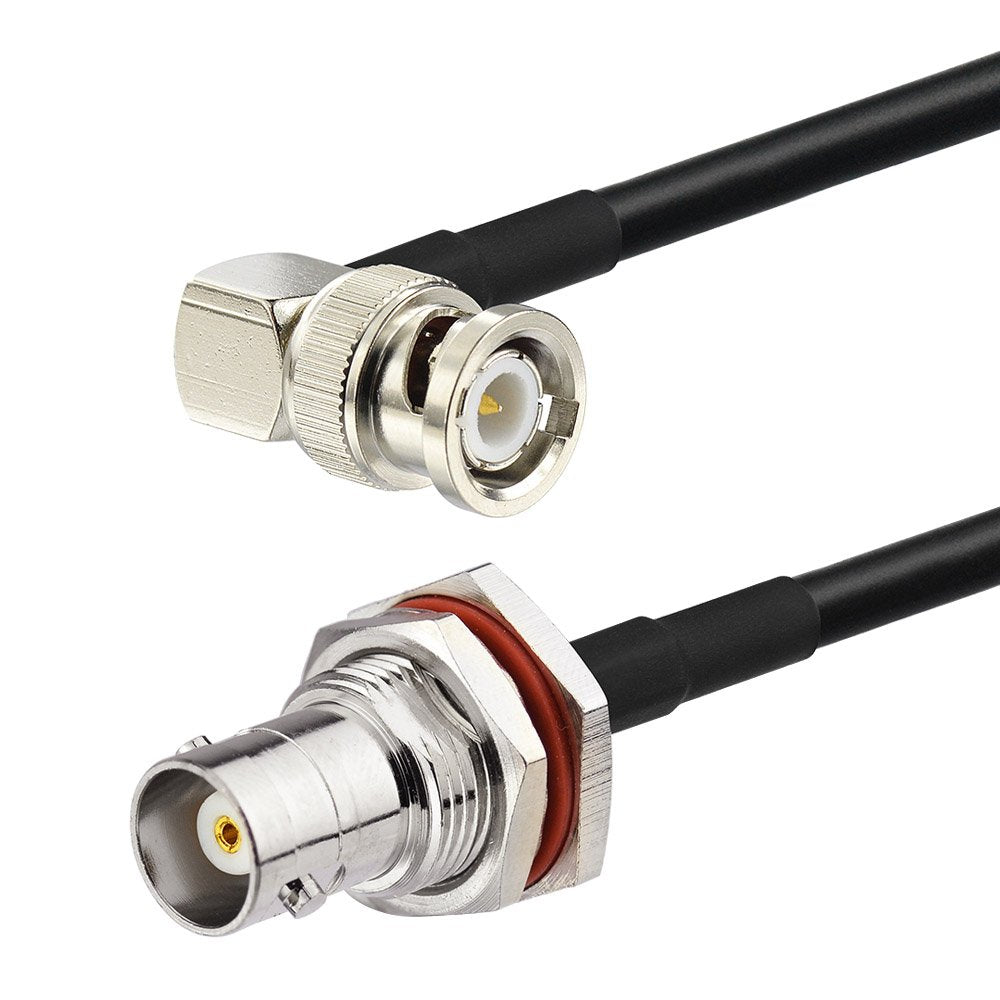Eightwood BNC Bulkhead Female to BNC Male Right Angle RG58 Cable 50cm/1.6ft