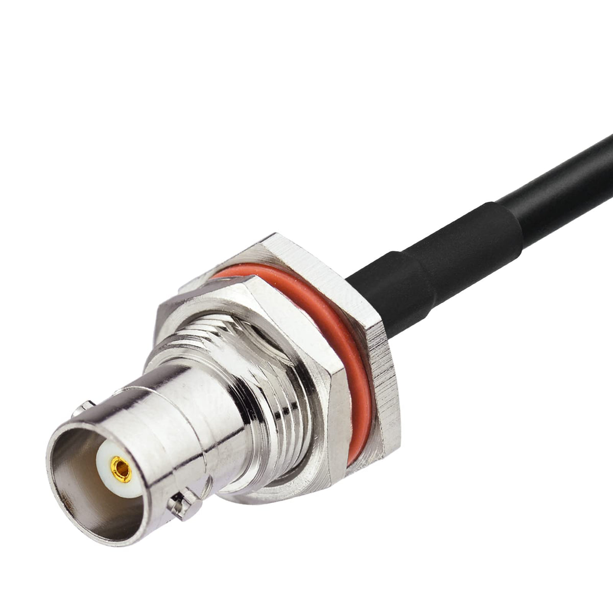 Eightwood BNC Female Bulkhead to BNC Male Right Angle RG58 Coax Cable 3ft | for Wireless Microphone Receiver, Radio Scanner, Radio Antenna, CB Radio, VHF UHF Ham Radio