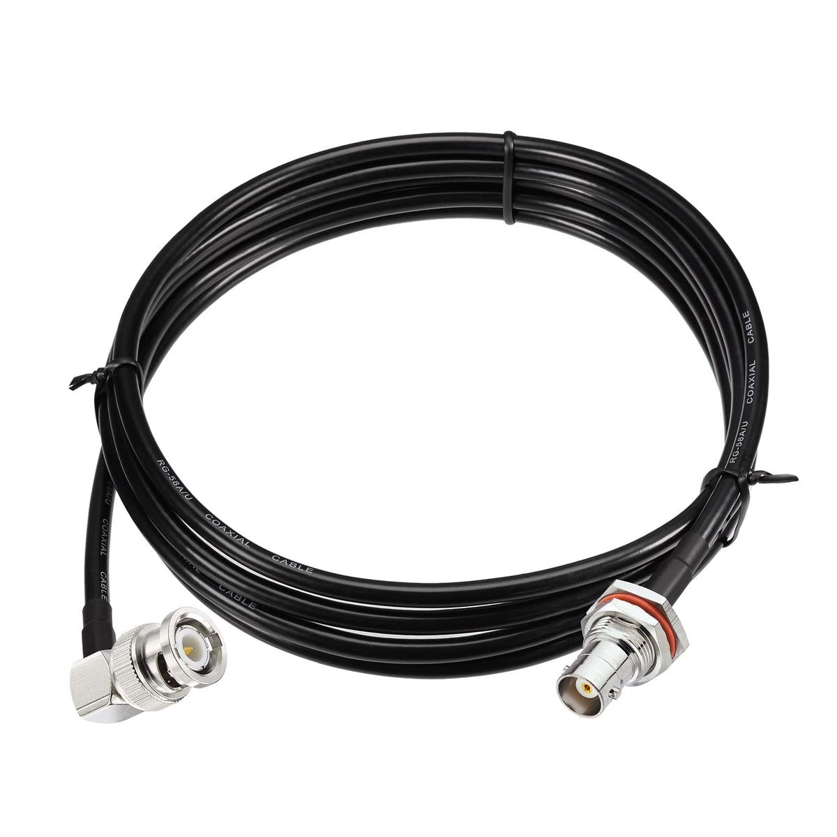 Eightwood BNC Female Bulkhead to BNC Male Right Angle RG58 Coax Cable 6.5ft | for Wireless Microphone Receiver, CB Radio, VHF UHF Ham Radio, Radio Scanner, Radio Antenna