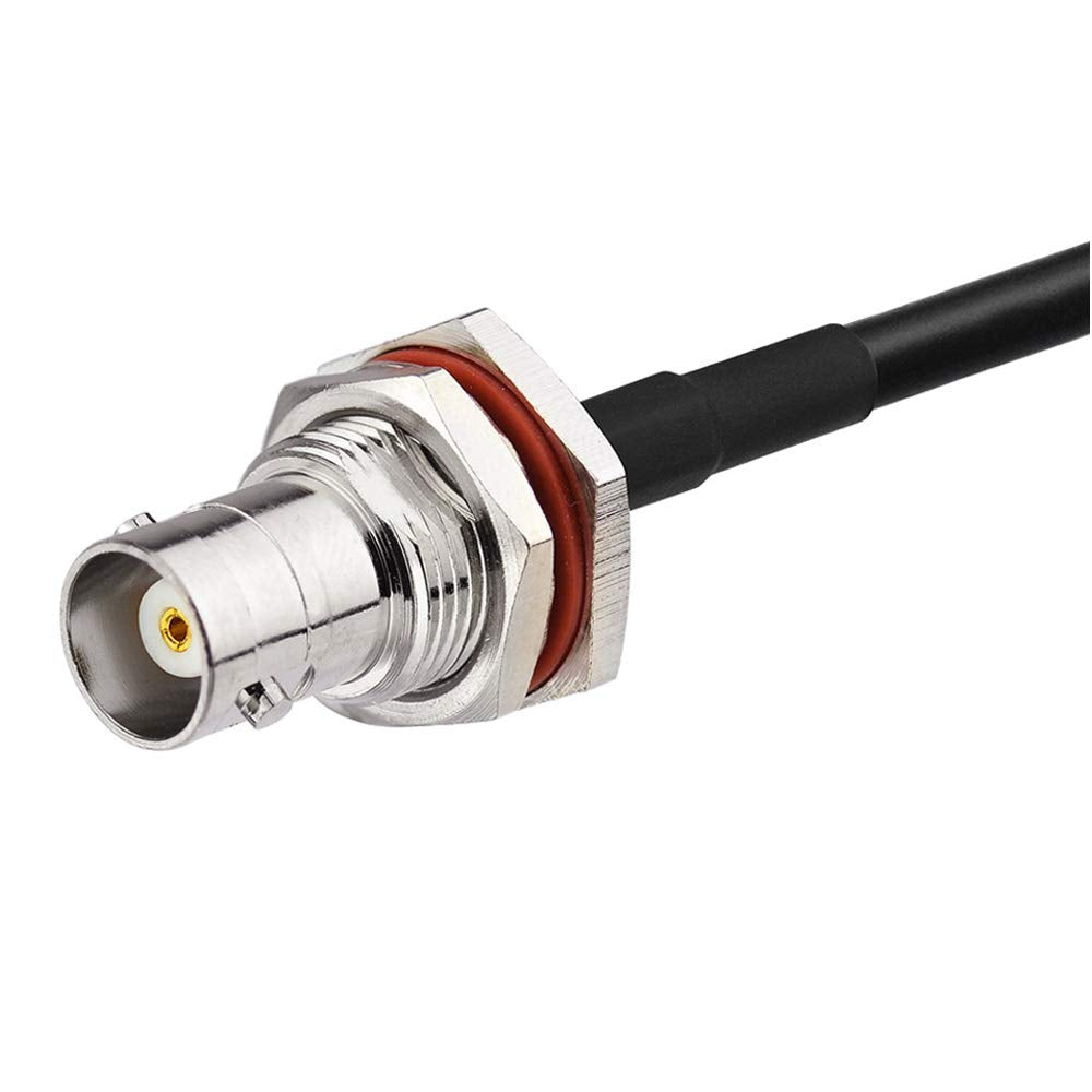 Eightwood BNC Female Bulkhead to BNC Male Right Angle RG58 Coax Cable 10ft | for Wireless Mobile Receiver Antenna, CB Radio,VHF UHF Ham Radio