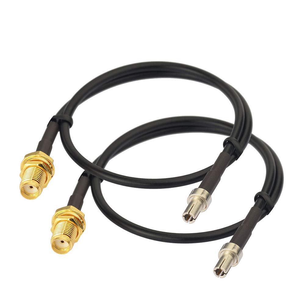 Eightwood TS9 Male to SMA Female Bulkhead Antenna Adapter Cable 12 inch | 2-Pack Cable for 4G LTE AT&T USB Modem MiFi Hotspot Nighthawk MR1100 AC791L 7730L
