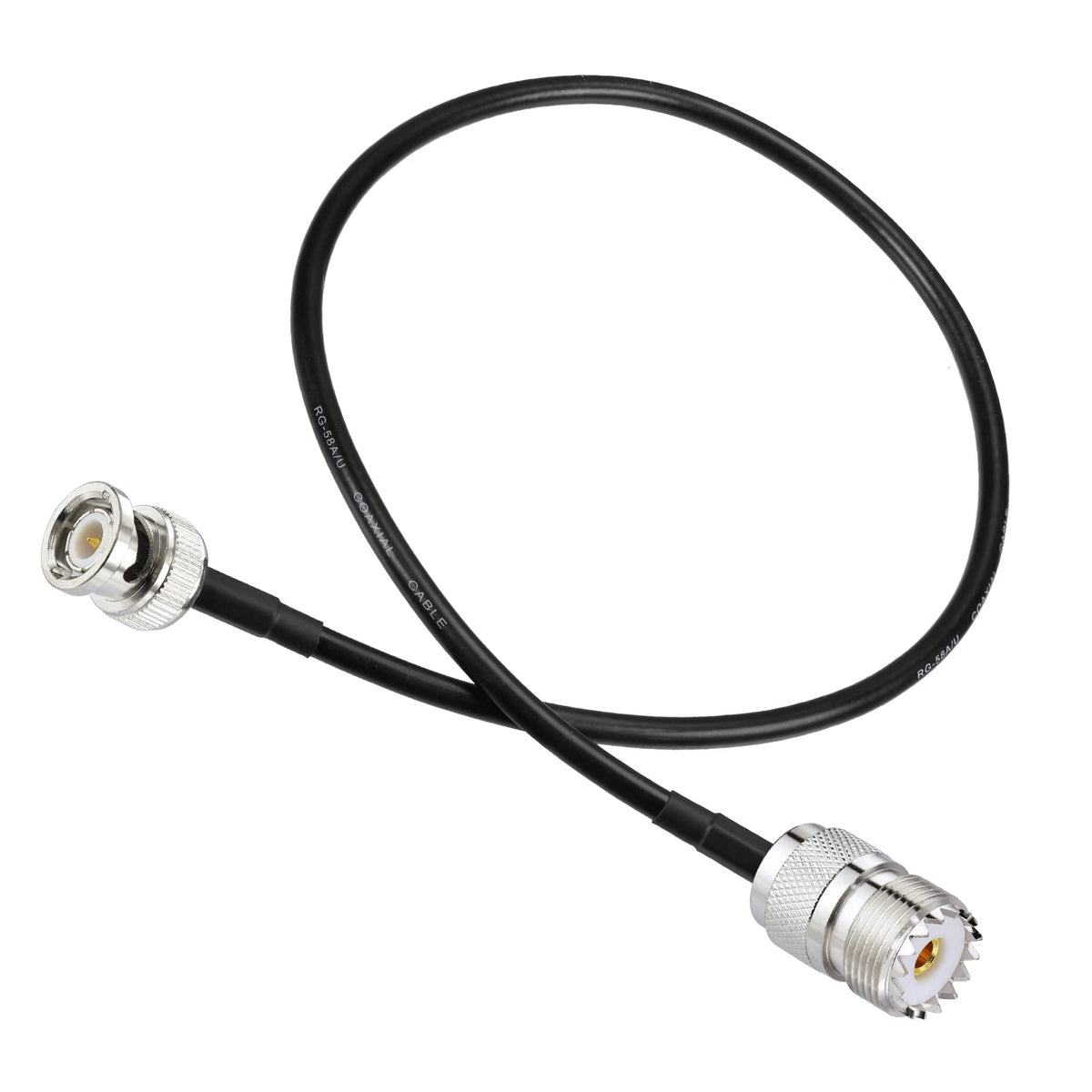 Eightwood UHF Female SO239 to BNC Male Adapter Antenna Jumper Cable RG58 1.6 Feet for Handheld CB Radio, Amateur Radio, Ham Radio, Radio Scanner