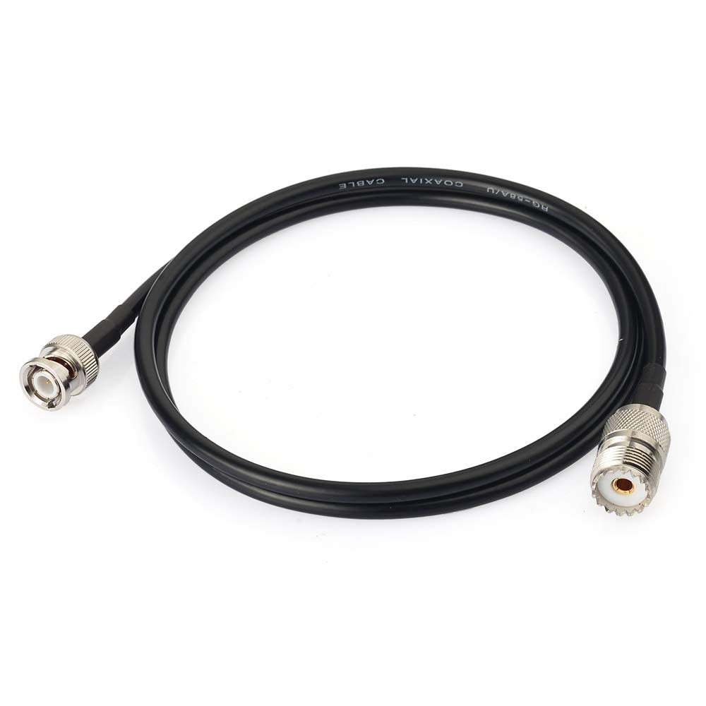 Eightwood UHF Female SO239 to BNC Male Adapter RG58 Antenna Jumper Cable 3 Feet for Handheld CB Radio, Amateur Radio, Ham Radio, Radio Scanner