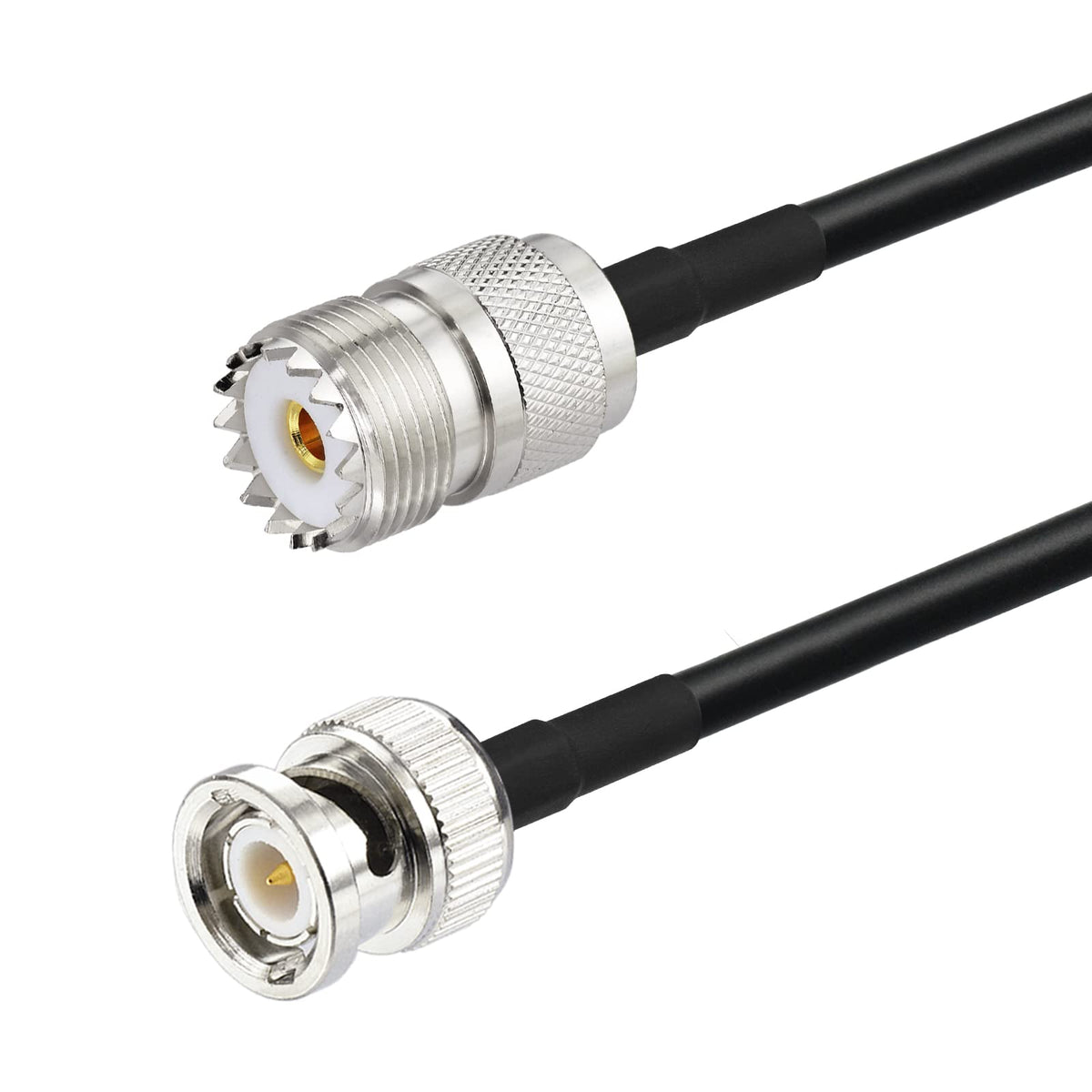 Eightwood UHF Female SO239 to BNC Male Extension Cable RG58 16.4 Feet | for CB Amateur Two-Way Ham Radio, Radio Scanner, Antenna Analyzer, SWR Meter
