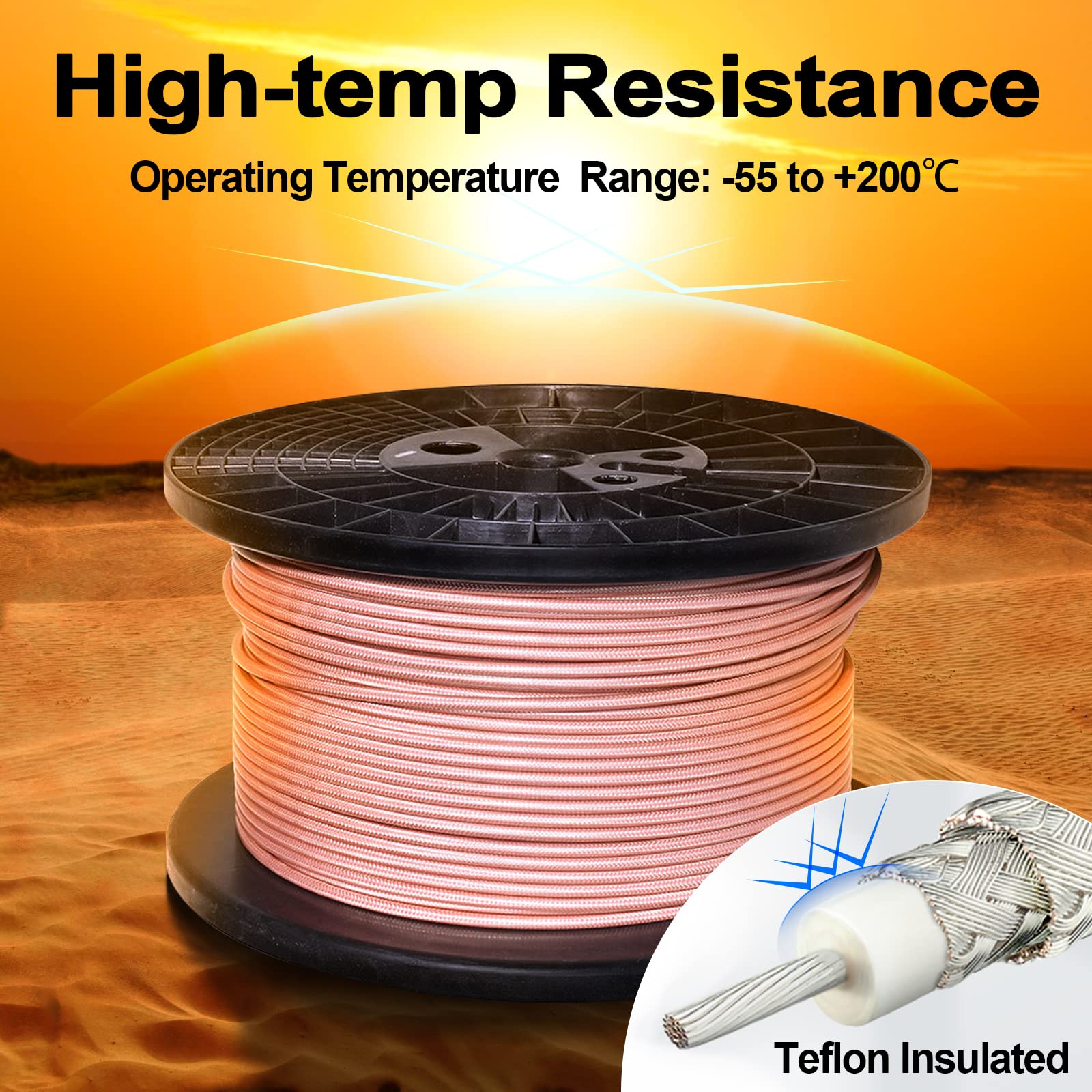 Eightwood RG400 Coax Cable 100 Feet, M17/128 Double Shield Coaxial Cable | for Base Station Ham Amateur Radio Antenna Jumper