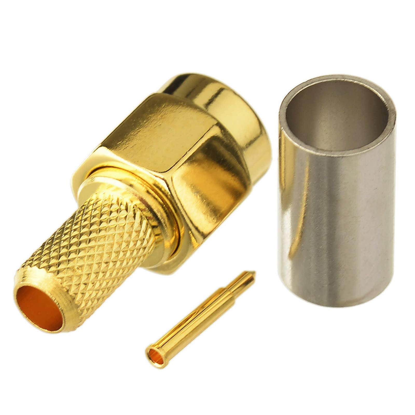 Eightwood 10pcs SMA Male Crimp Connector for RG58 RG142 LMR195 Coax Cable