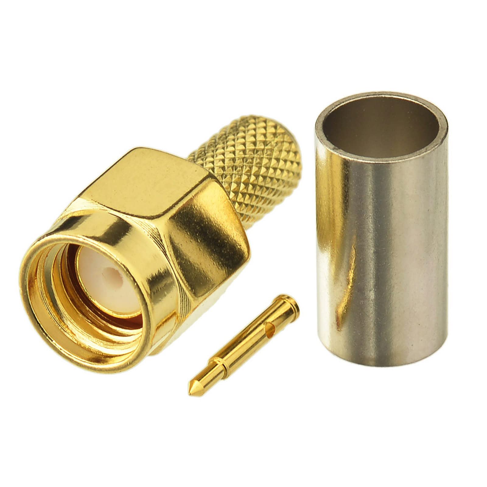Eightwood 10pcs SMA Male Crimp Connector for RG58 RG142 LMR195 Coax Cable