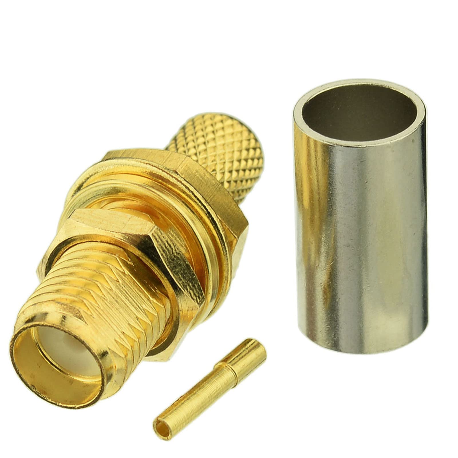 Eightwood 10pcs SMA Female Bulkhead Crimp Connector for RG58 RG142 LMR195