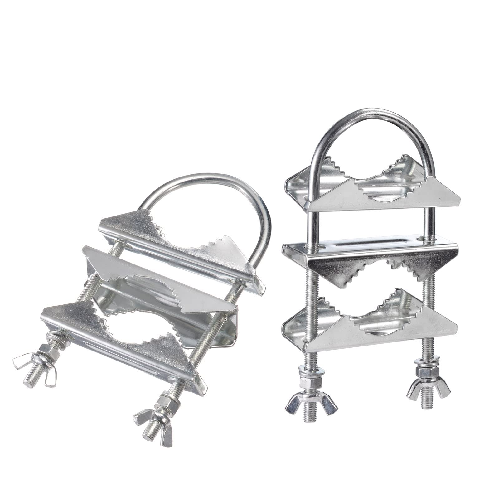 Eightwood Double Antenna Mast Clamp V Jaw Mounting Bracket U Bolts, 2 Sets | Pipe to Pipe Clamp for Outdoor CB Antenna, TV Antenna, Lora Antenna, WiFi Yagi Antenna, Weather Station