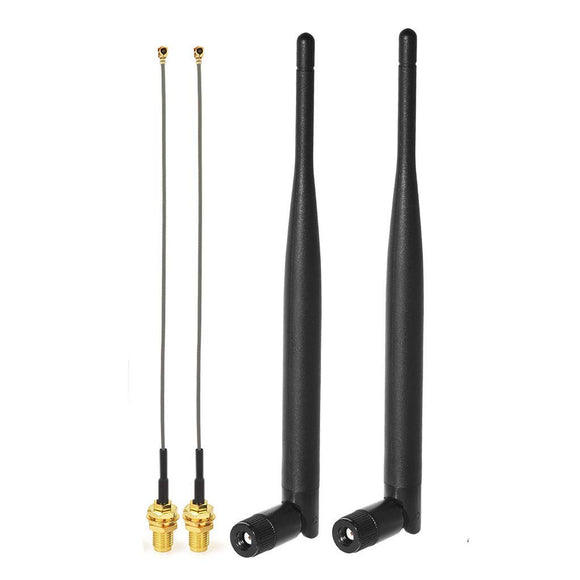 Dual Band WiFi 2.4GHz 5GHz 5.8GHz 6dBi RP-SMA Male Antenna,15cm IPEX IPX U.FL Mini PCI to RP-SMA Female Cable (2-Pack) for Wireless Mini PCI Express WiFi Adapter PCIE Network Card WiFi Router