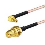 Wifi Antenna RP-SMA Cable Adapter MMCX Male Right Angle to RP-SMA Female Bulkhead Pigtail Cable RG316 6inch 15cm 2pcs for 2.4GHz Wifi Antenna Wirelesse Router
