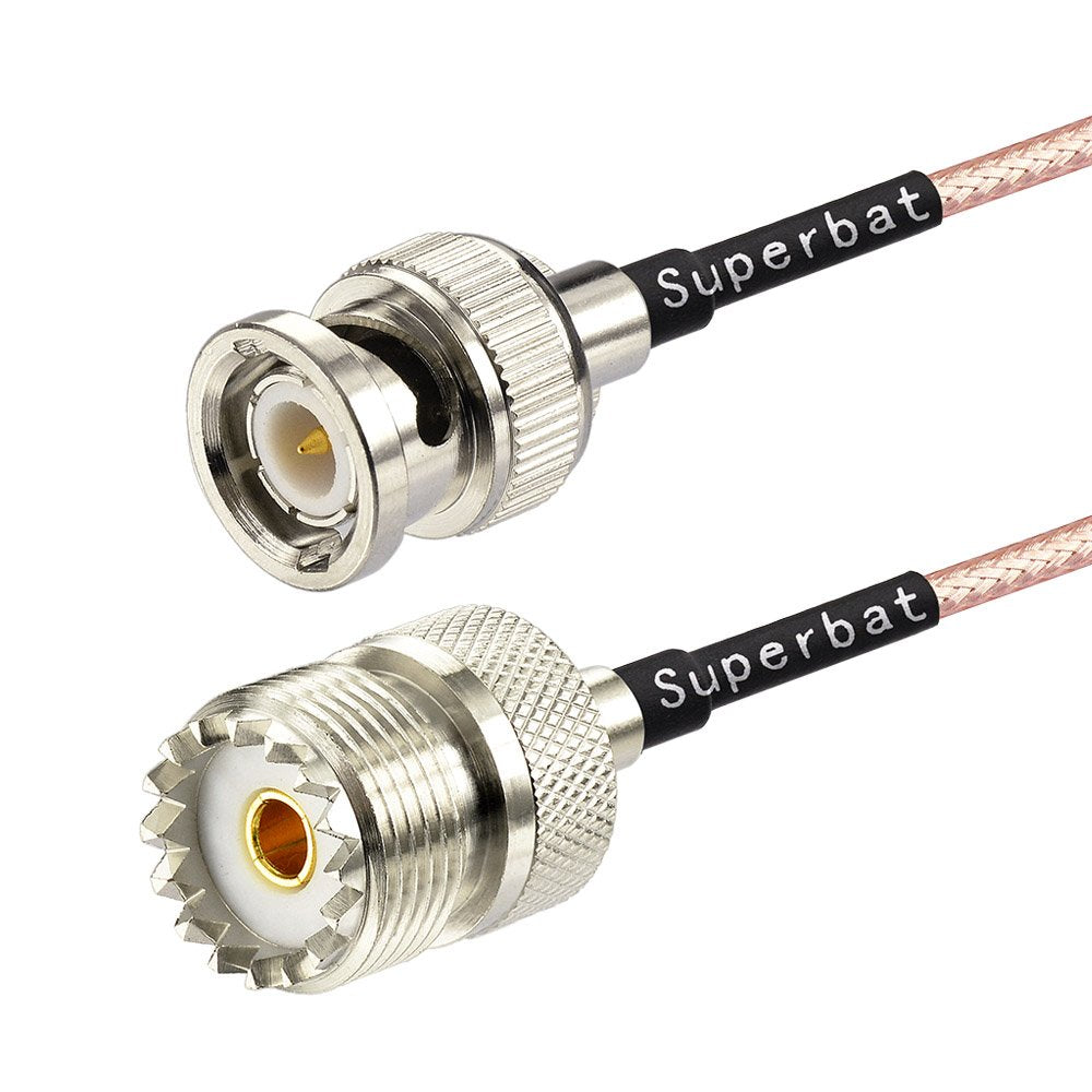 RF coaxial BNC Male to UHF Female SO239 Connector Extension Cable + 2pcs BNC Adapter BNC Male to UHF SO239 Adapter for Ham Radio Baofeng Handheld Antenna Cable Assembly