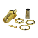 10pcs SMA Female Bulkhead Crimp Connector Gold-Plated for RG316 RG174 Cable