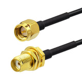 SMA Male to Female Bulkhead Mount RG174 Cable 1m / 3 feet for 4G LTE Wireless Router Cellular Cell Phone Signal Booster Amplifier RTL SDR USB ADS-B Receiver FPV Drone Controller Transmitter