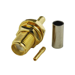 10pcs SMA Female Bulkhead Crimp Connector Gold-Plated for RG316 RG174 Cable