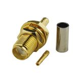 10pcs SMA Female Bulkhead Crimp Connector Gold-Plated for RG316 RG174 Cable