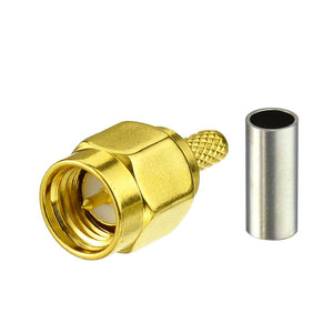 Eightwood 10pcs SMA Male Crimp RF Connector Gold-Plating for RG316 RG174 Cable