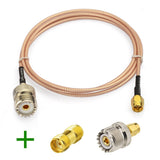RF Coax SMA Male to UHF Female SO-239 Cable + 2pcs SMA Adapter SMA UHF Female SO239 Adapter for Baofeng CB Radio Handheld Radio Antenna Walkie Talkie
